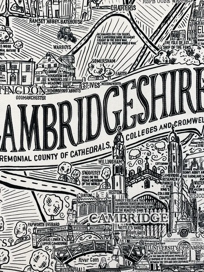 Cambridgeshire tea towel