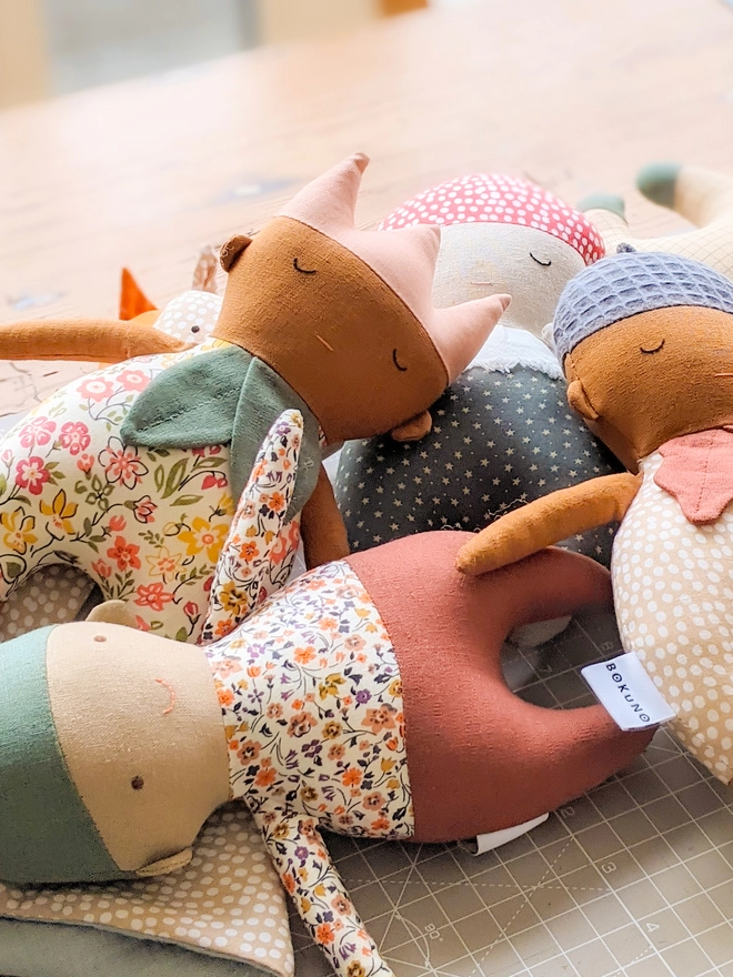 fabric woodland forest creature dolls 
