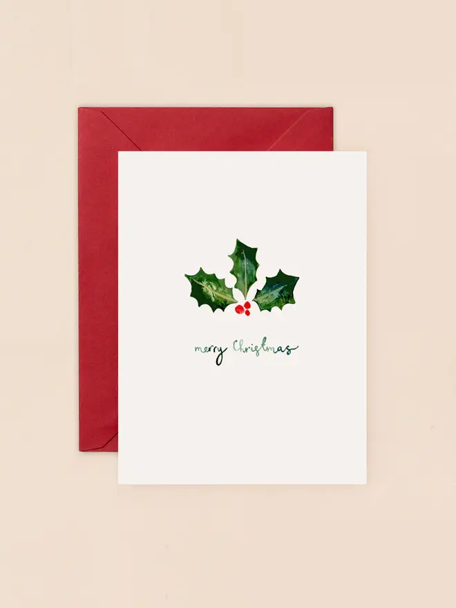 holly illustrated christmas card