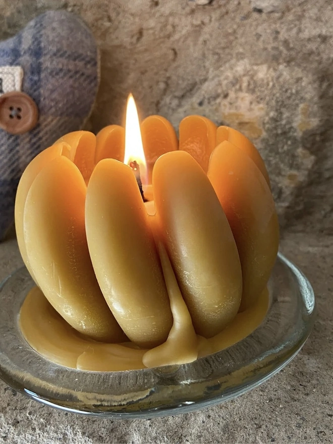 Pumpkin Shaped Autumn Beeswax Candle