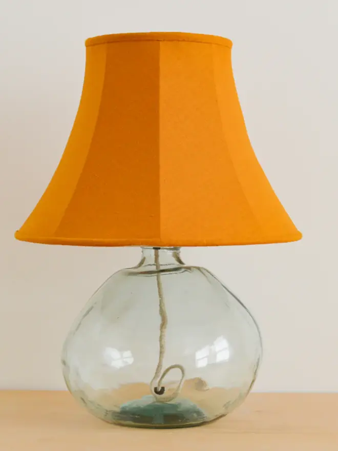 mustard empire soft lampshade with glass base
