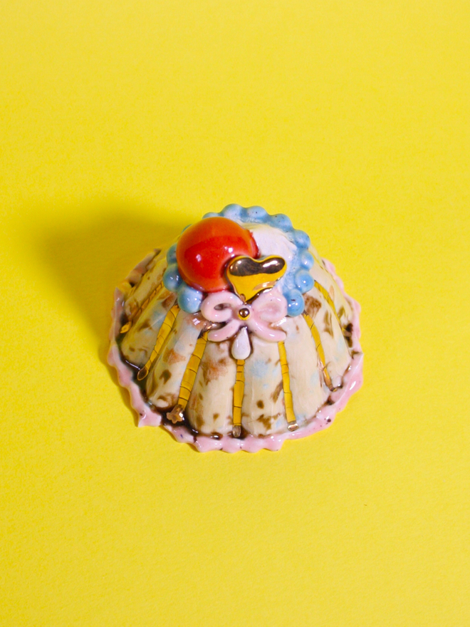Creme Caramel Ceramic Cake Sculpture