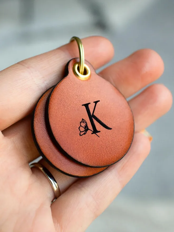 Personalised Initial Leather Pet ID Tag