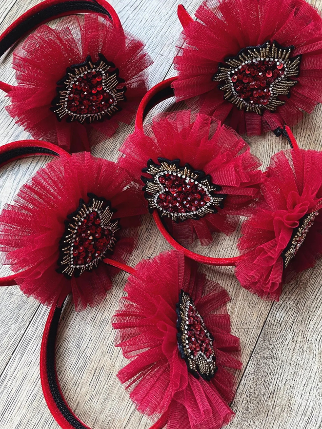 Valentine's beaded heart headband