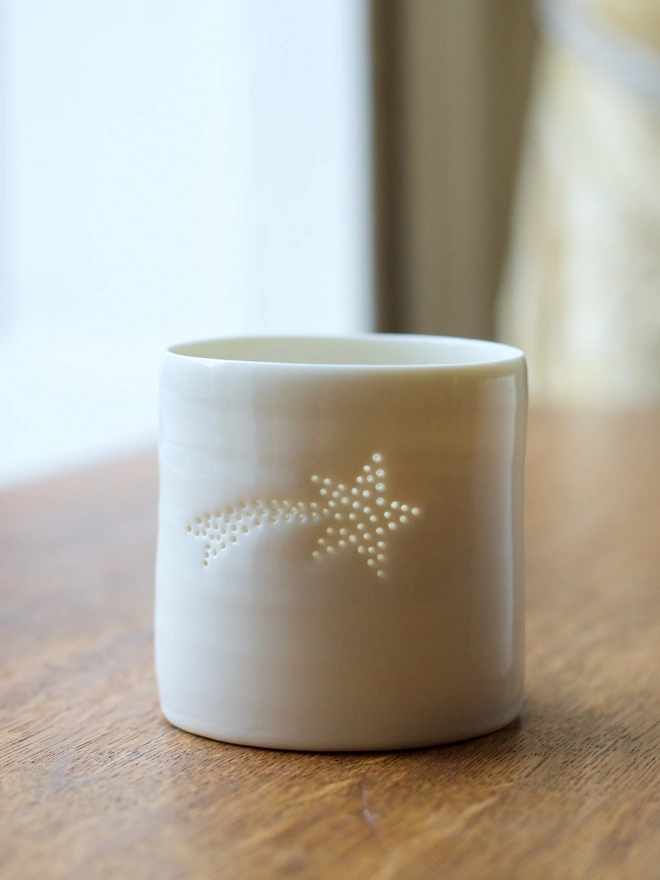 shooting star mini porcelain tealight holder