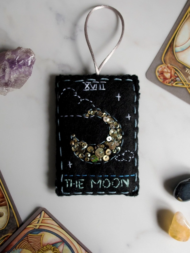 'The Moon' Handmade Felt Tarot Card Ornament