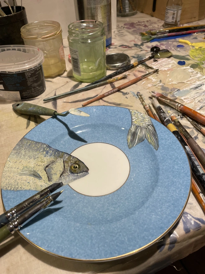 Painting Trout In The Studio
