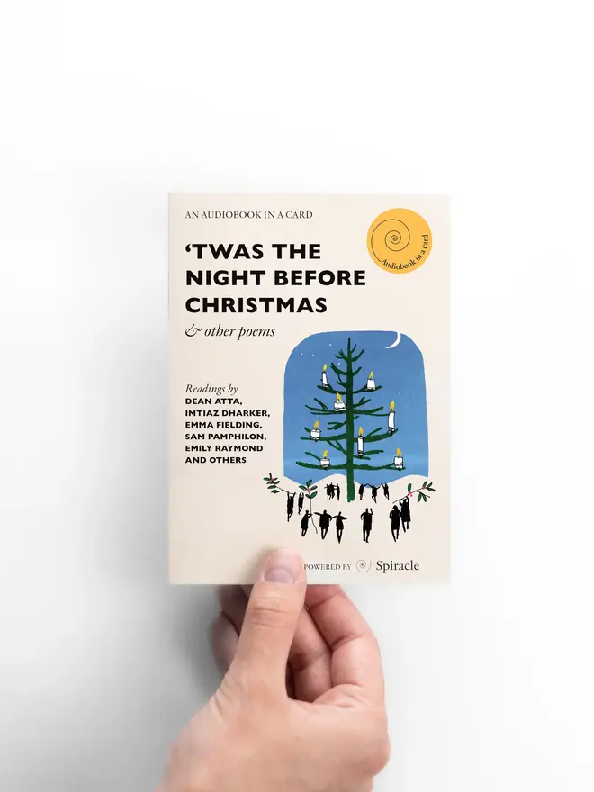 'Twas the Night Before Christmas'  Audiobook Card, against a white background. 