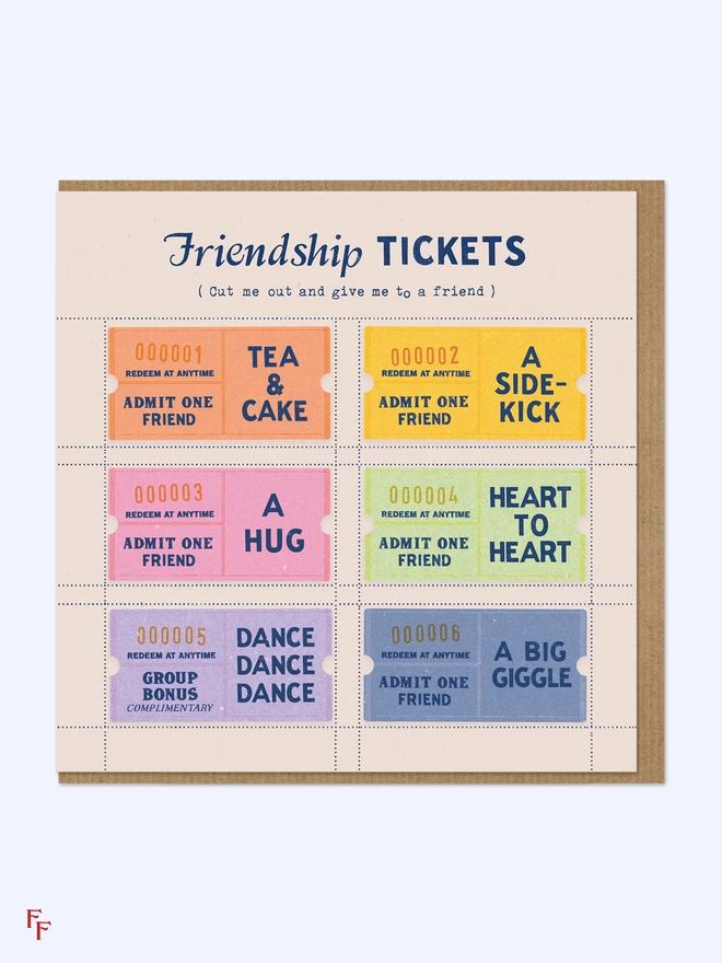 'Friendship Ticket' Charity Greeting Card  by Flora Fricker