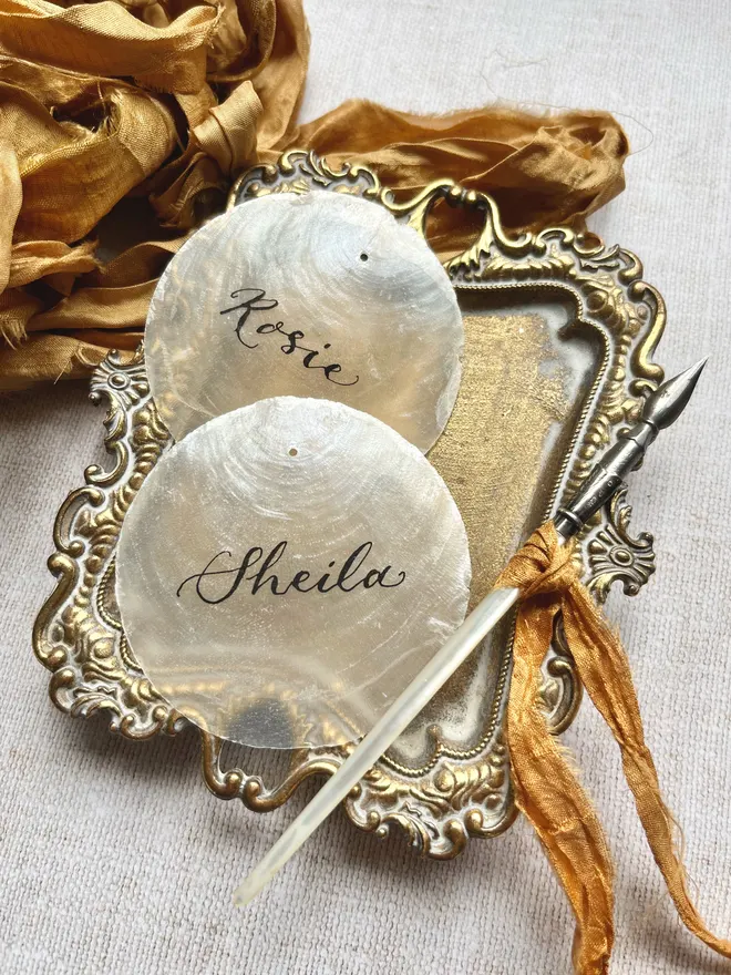 Handwritten shell place names