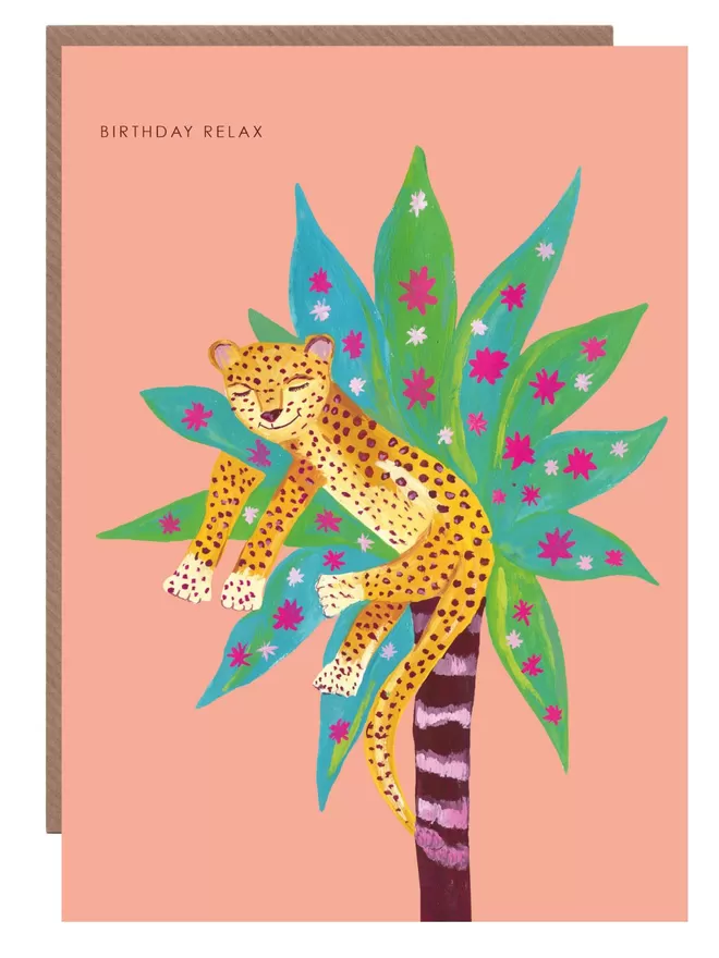Leopard In Tree Birthday Greetings Card