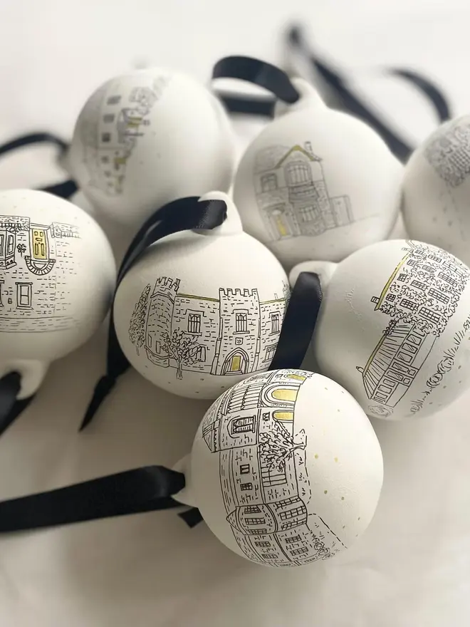 Bespoke Illustrated Ceramic Bauble