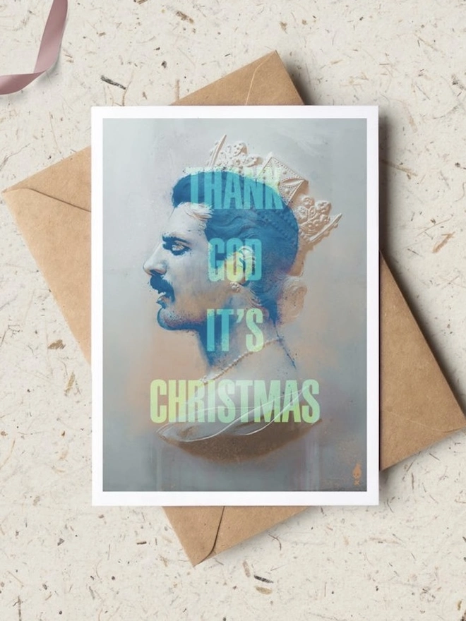 Freddie Mercury Blue Christmas Card