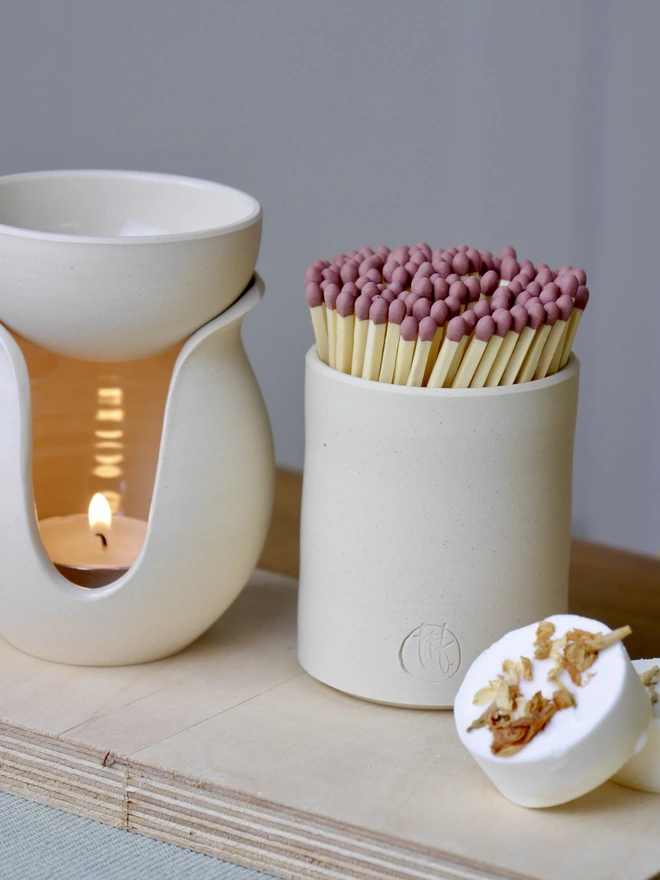Ceramic Matchstick Holder & Matches