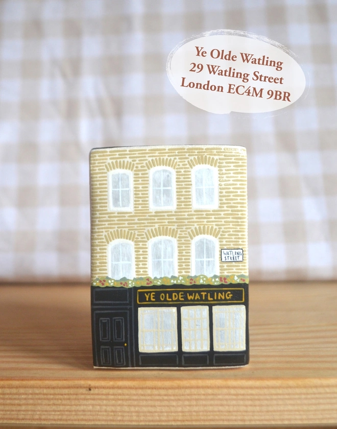 handmade ceramic sculpture in design of a pub