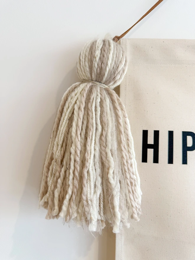 Beige Natural Neutral Tassel on Birthday Banner