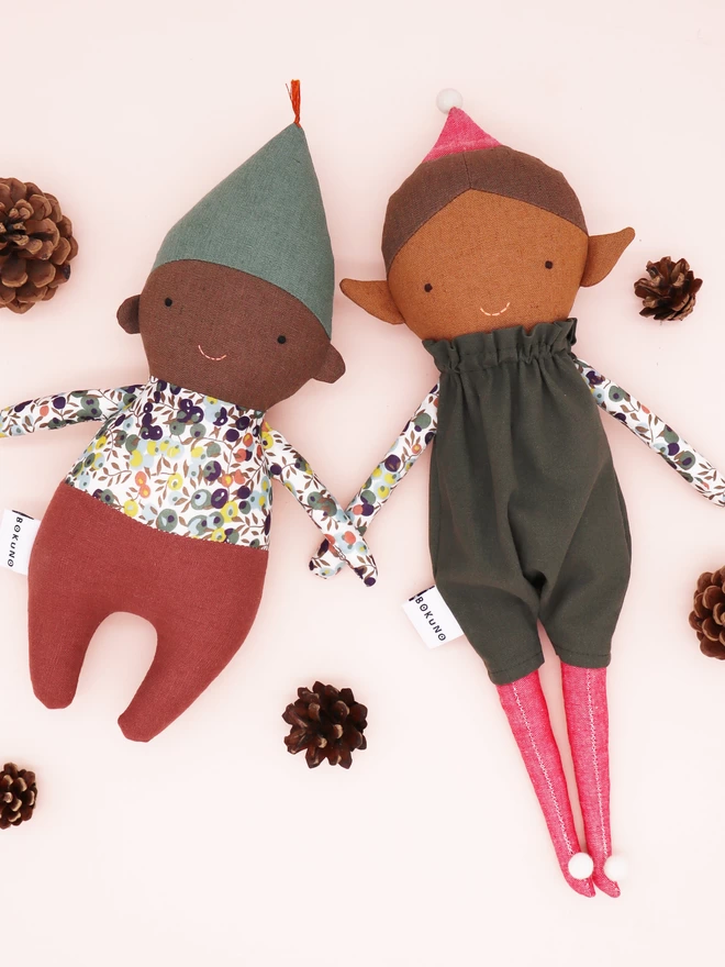 Gnome doll and elf doll with dark skin