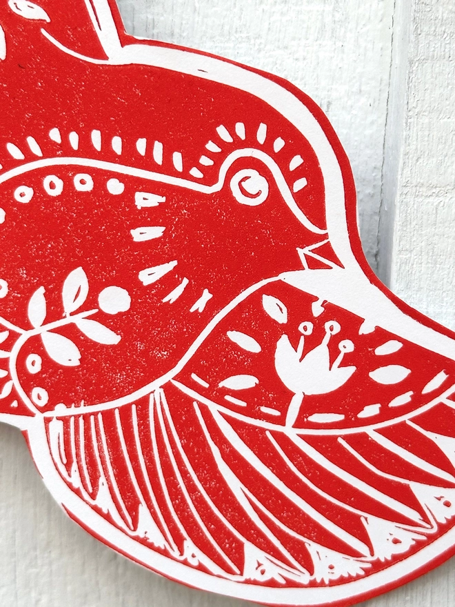 Robin Linocut Garland, Hand Printed Traditional Folk Art Decoration