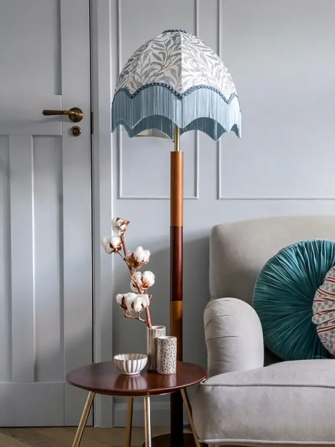William Morris Willow Boughs Fringed Lampshade
