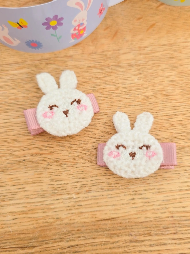 Easter bunny girls hair clips