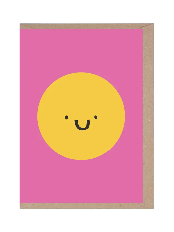 yellow pink smiley face greeting card