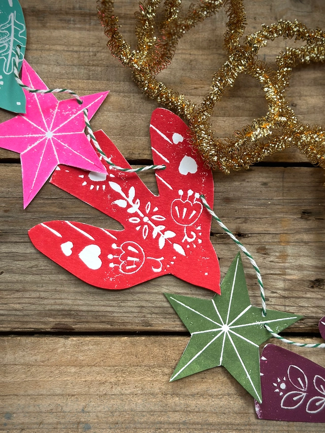 Nordic Folk Birds Christmas Garland.