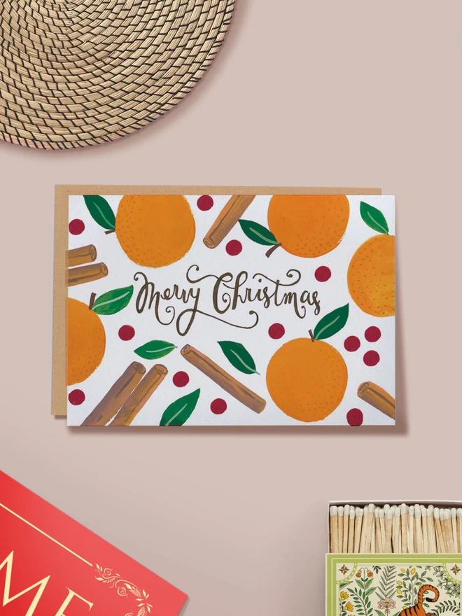 Orange and cinnamon Christmas card