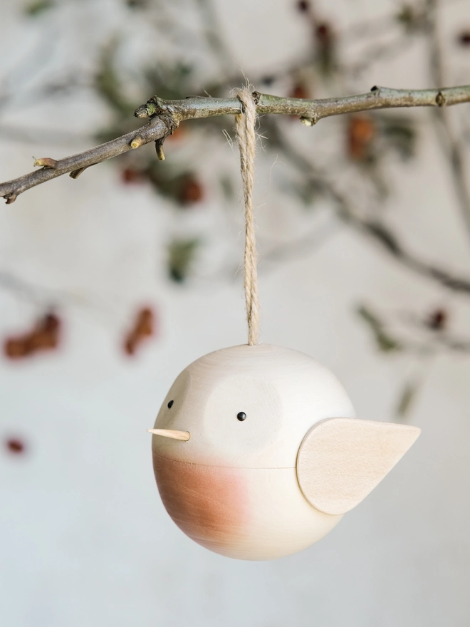 Wooden robin christmas tree decoration