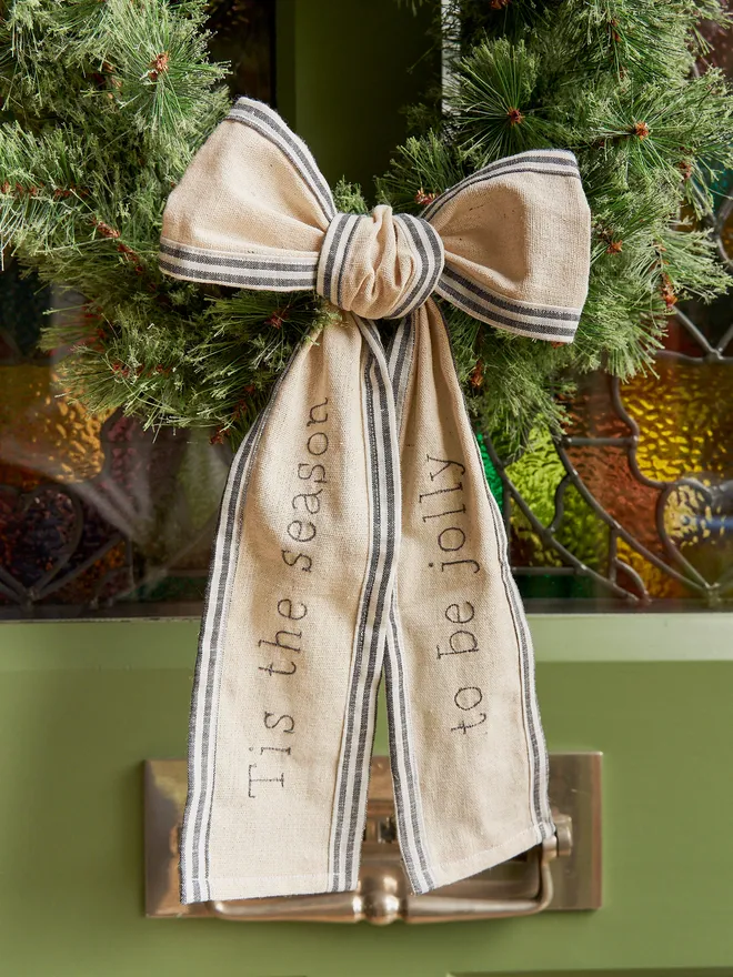 Personalised Christmas wreath bow ribbon