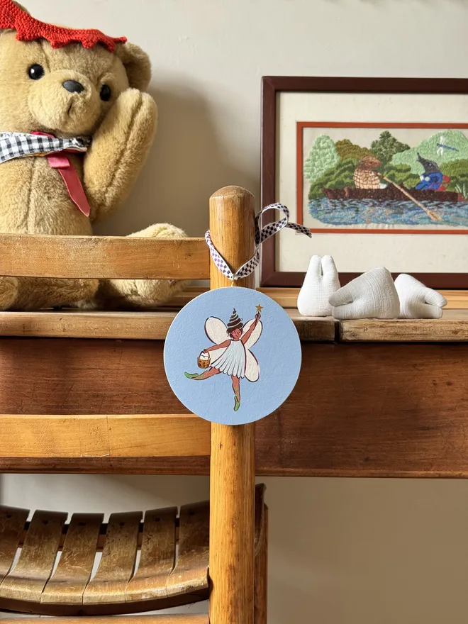 Tooth Fairy Please Stop Here hand painted sign blue