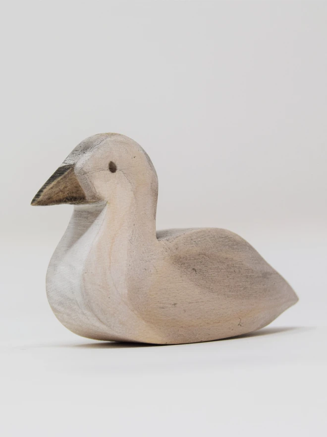 Handmade ecofriendly wooden toy figurines, cygnet figures made by hand by Eric and Albert made in Wales, UK