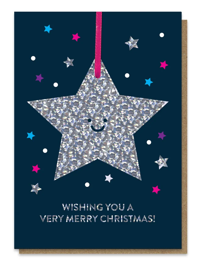 sparkly star christmas pop out bauble card