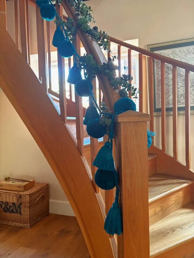 Jumbo Jewel Jade Green Pom pom and Tassel Garland 