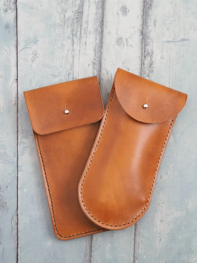 Tan Brown leather glasses cases