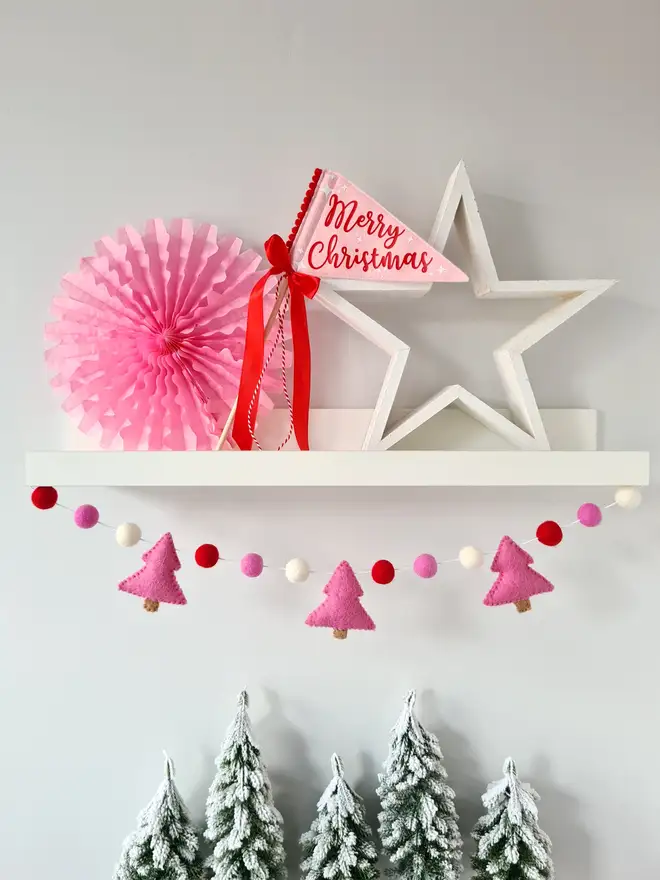 Pink Felt Christmas Tree Garland