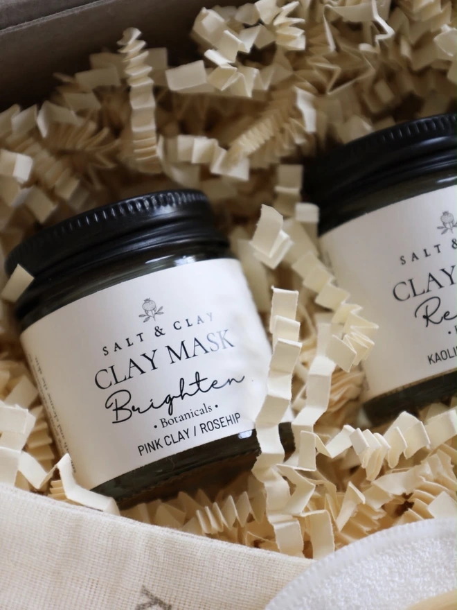 Clay face mask gift set. Vegan organic skincare. 