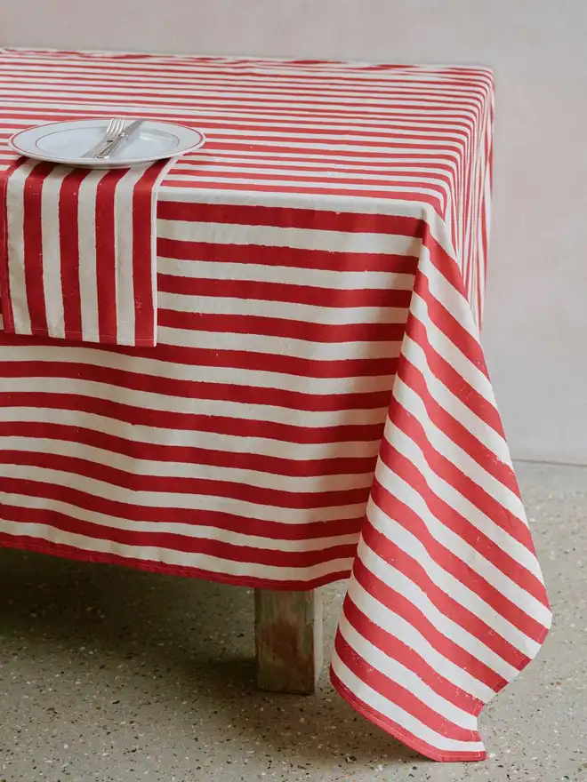 Christmas Red Stripe Tablecloth