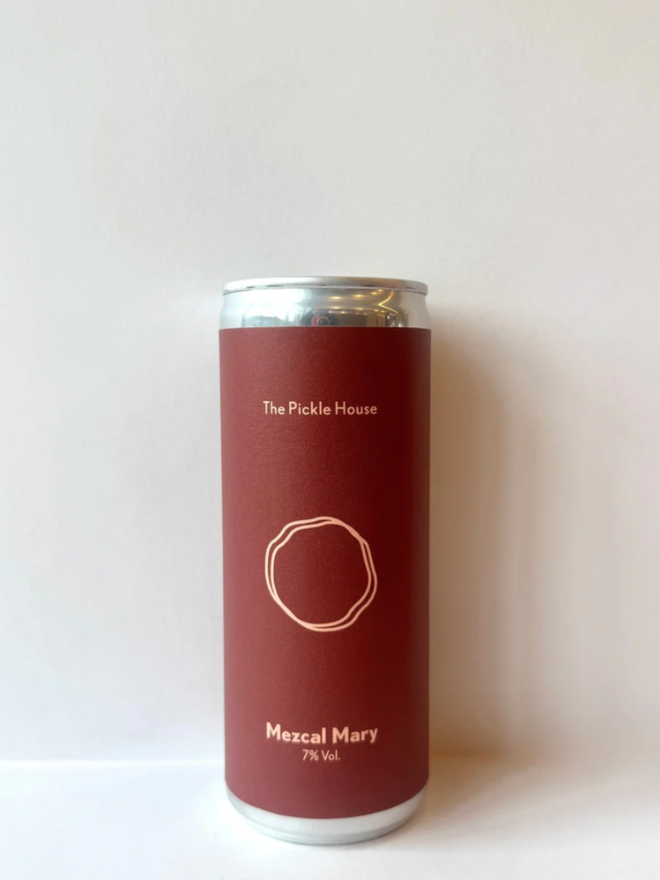 The Mezcal Mary. An unopened can of Mezcal Mary from The Pickle House.
