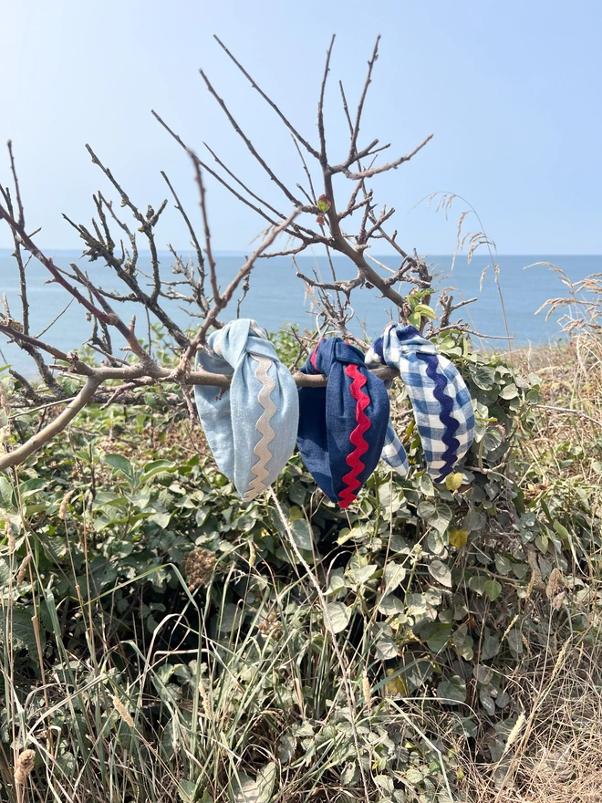 Headbands on a branch by the seaside