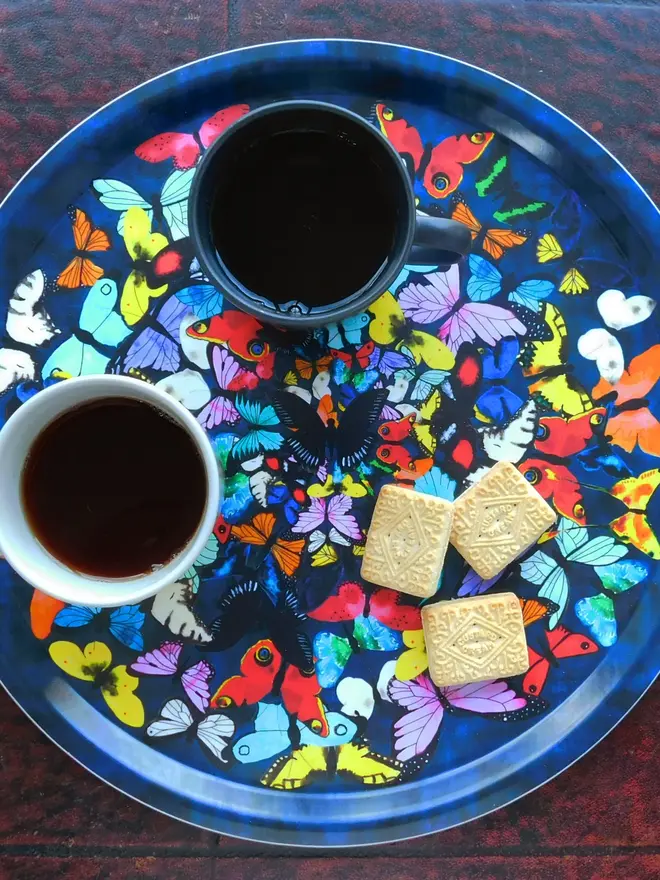 colourful butterfly print tray