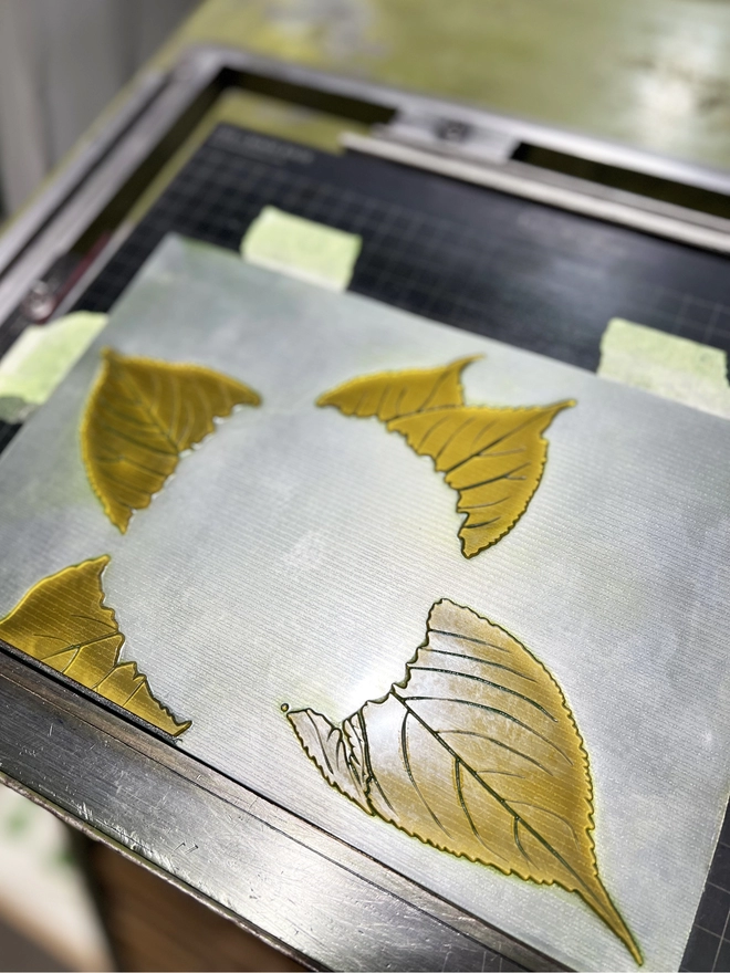 Printing plate used to print the green leaves