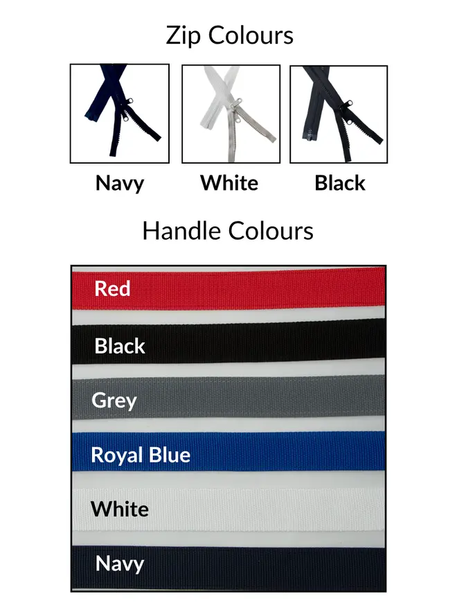 zip and handles colour chart