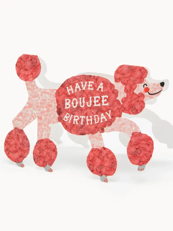 pink poodle birthday card