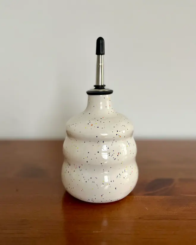 Ceramic Oil Pourer Bottle confetti speckled white