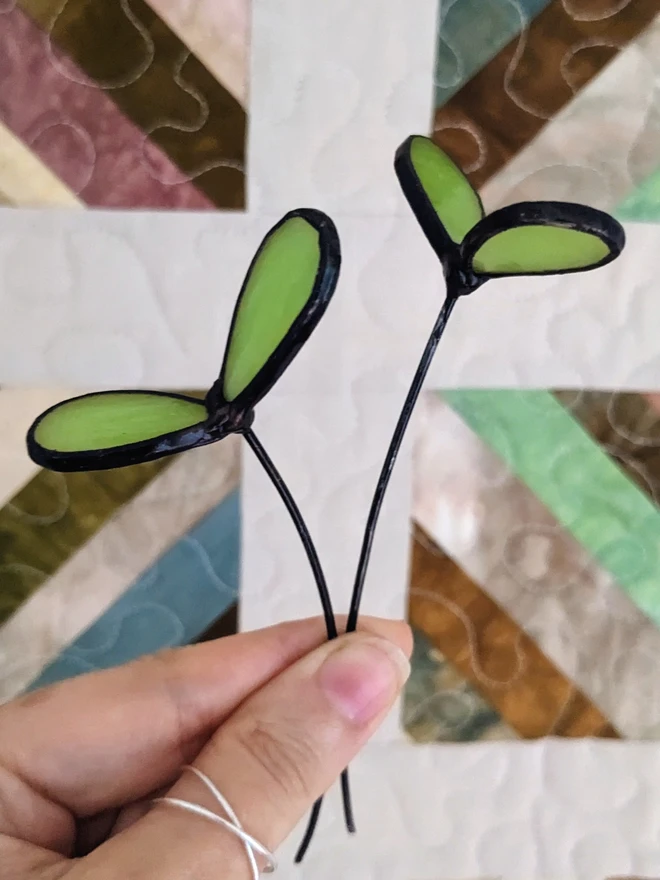 Pair of stained glass seedlings