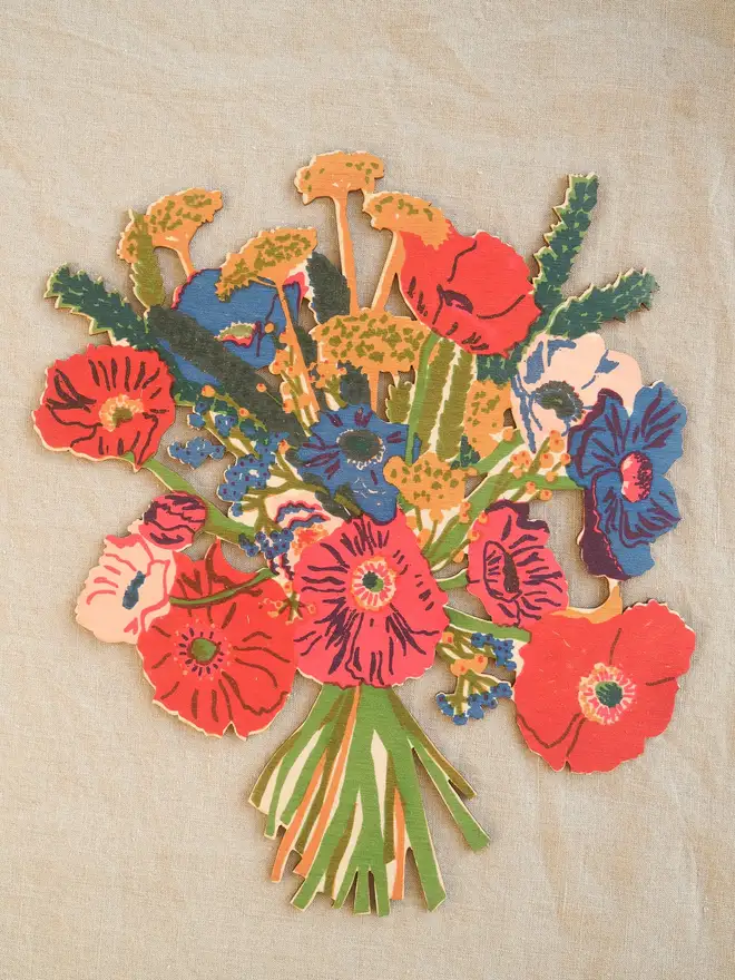 poppy bouquet wooden wreath