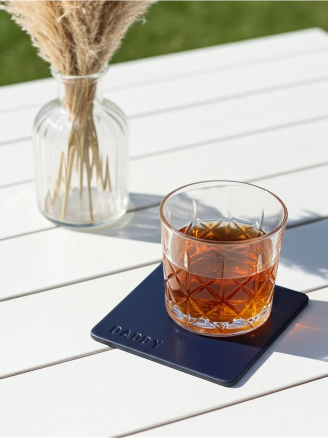 Navy Blue Leather Coaster