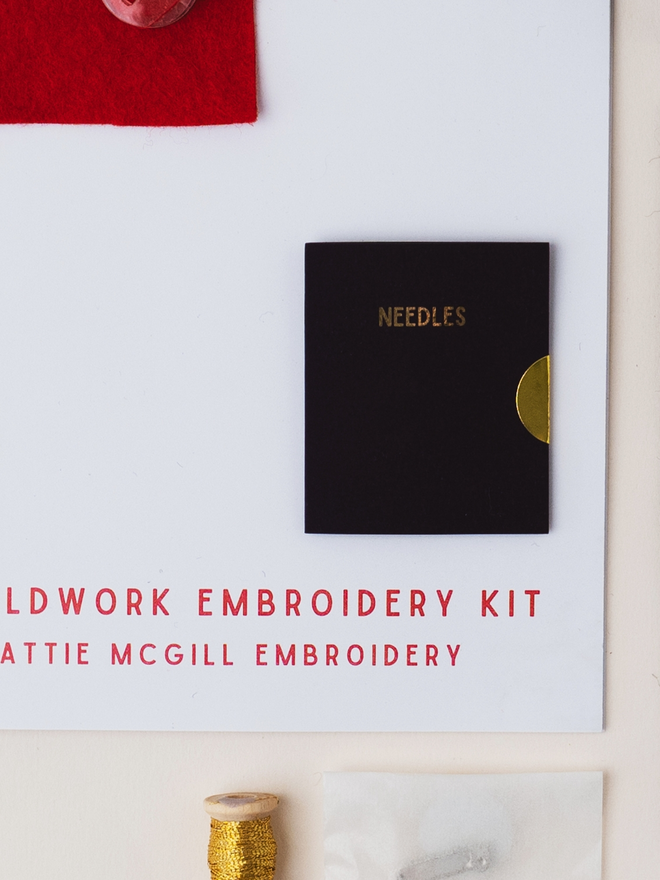 goldwork heart kit contents - booklet and needlecase