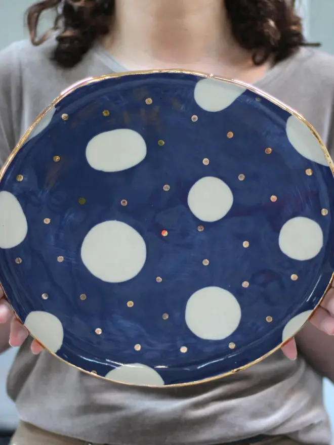 Large Serving Platter In Cosmic Navy