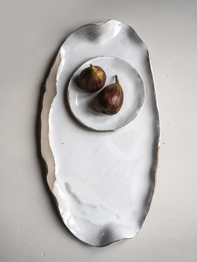 Aires Glossy White Ceramic Serving Platter